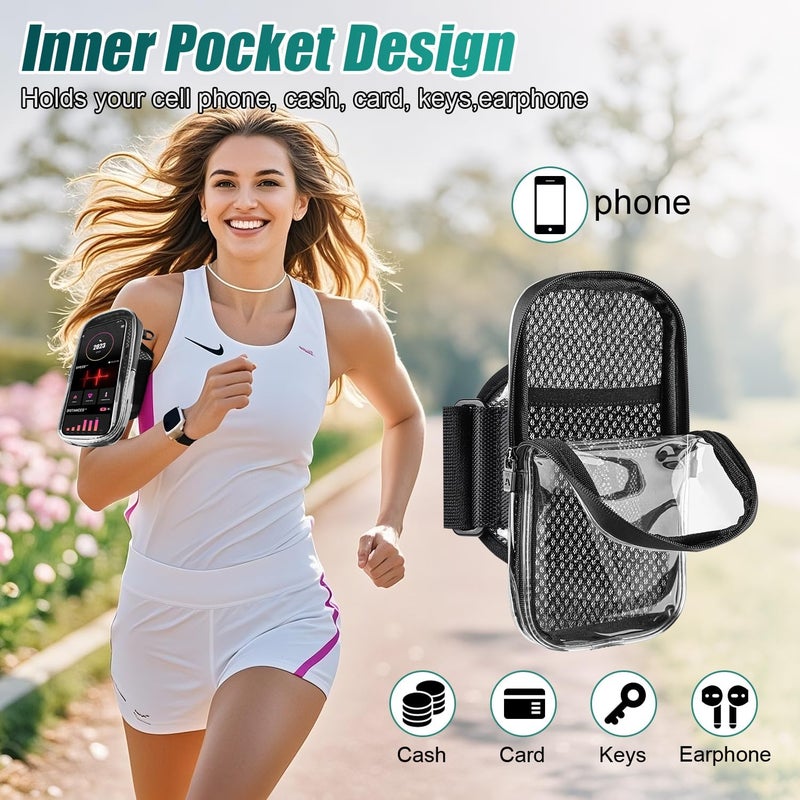 NITMTYOU Phone Holder for Running, 2-in-1 Arm Band Cross Bag for iPhone16 15 14 13 Plus Pro Max 12 11 X Samsung Android, Arm Bag with Key Card Pocket for Workout Gym Exercise Fitness (Dark Grey) - Image 4